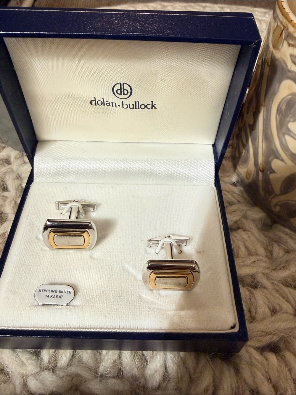 Two-Tone Sterling Silver and 14K Gold Men's Cufflinks - Gold & Silver